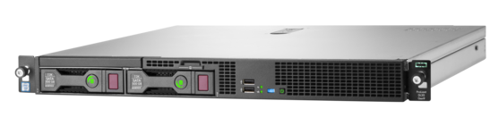 HPE ProLiant DL20 Gen9 Server with one Intel® Xeon® E3-1220 v5 processor, 8 GB memory, two large form factor non-hot-plug drive bays, and 290W power supply
